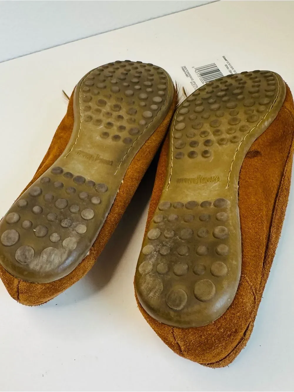 Minnetonka Moccasins Brown Leather Tassel Feather Women's SIZE 6.5